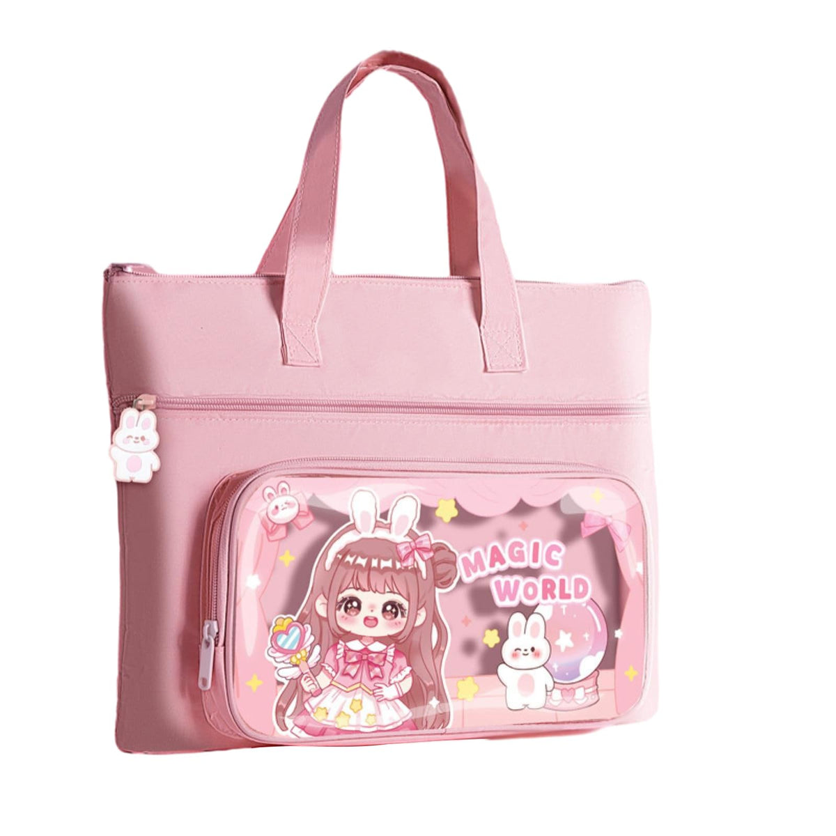 Minimalist Cartoon Book Handbag for Elementary School Students, Canvas Book Storage Bag, (Three Layer Thickness) -1, One size