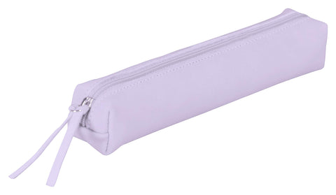 Clairefontaine - Ref 410156C - Coloured Leather Slim Pencil Case - 19.5 x 2.5 x 4cm., Made From Genuine Lambskin Leather, Metal Zip With Leather Puller - Lilac