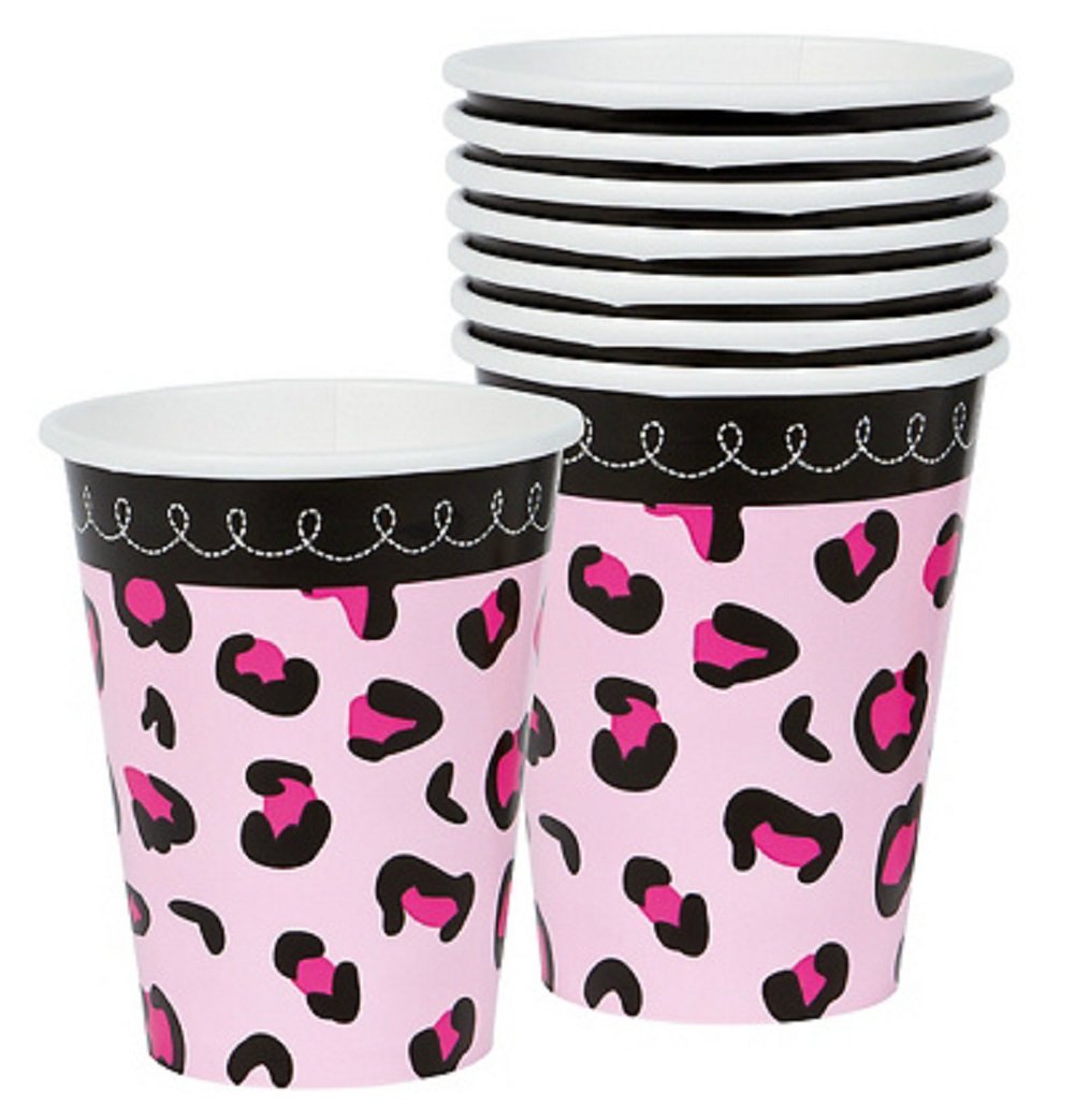 Sweet Safari Girl Baby Shower Party Cups, 18 Pieces, Made from Paper, Pink, 9 oz by Amscan