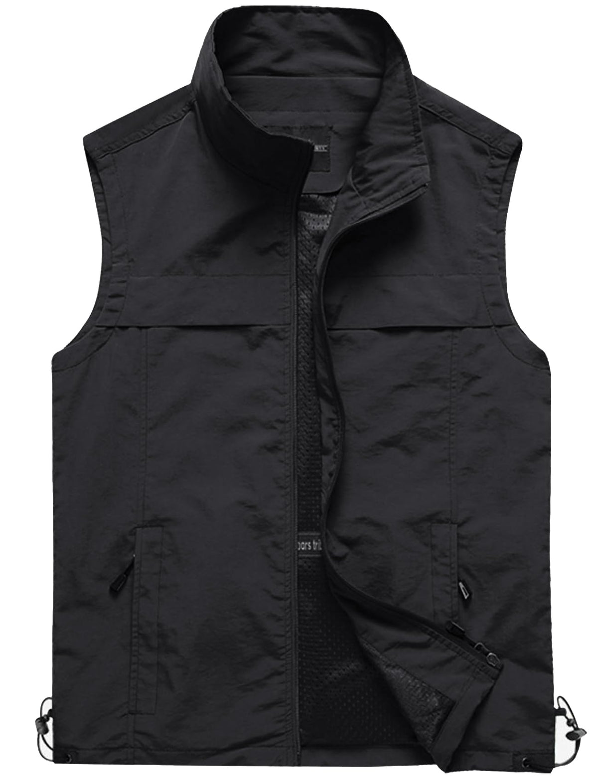Gihuo Men's Causal Lightweight Outdoor Vest Quick Dry Outdoor Multi Pockets Travel Safari Fishing Vest (XLarge, Style3-Black)