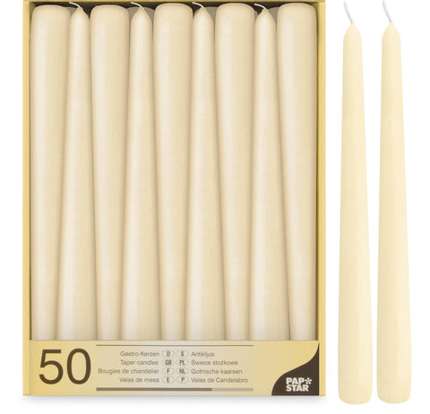 Papstar 17967 50 Candlesticks Diameter 2.2 x 25 cm Champagne