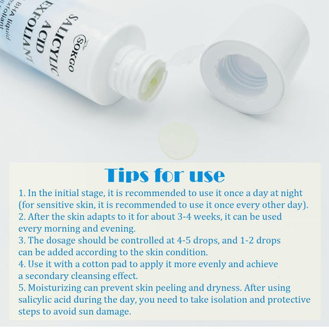 BHA Liquid Salicylic Acid Exfoliant, Hydrating Salicylic Acid Toner with Vitamin E, Sodium Hyaluronate for Face Exfoliant Blackheads, Enlarged Pores, Wrinkles, Acne