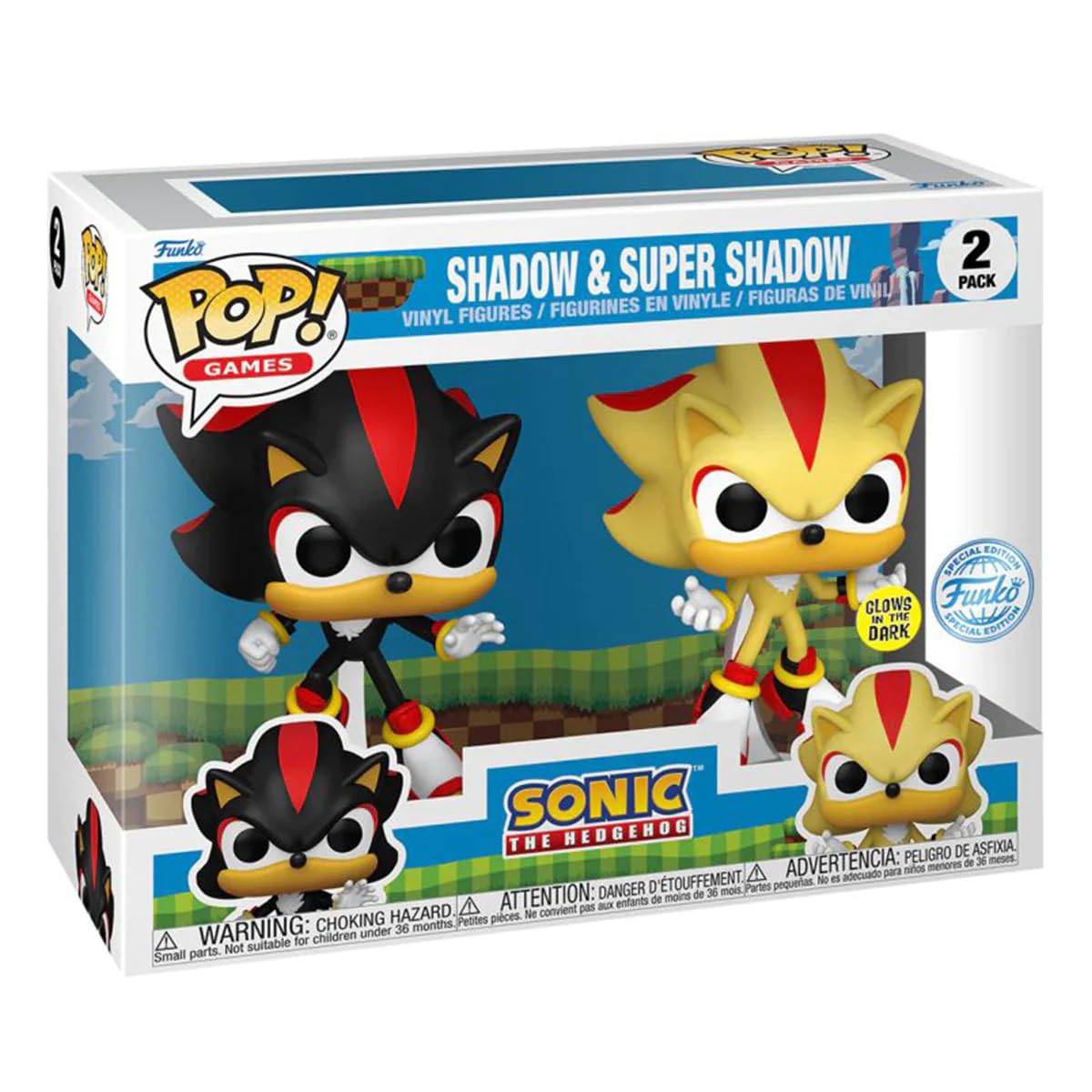 Funko Pop Games Sonic The Hedgehog Shadow & Super Shadow Glow in The Dark 2 Pack Exclusive