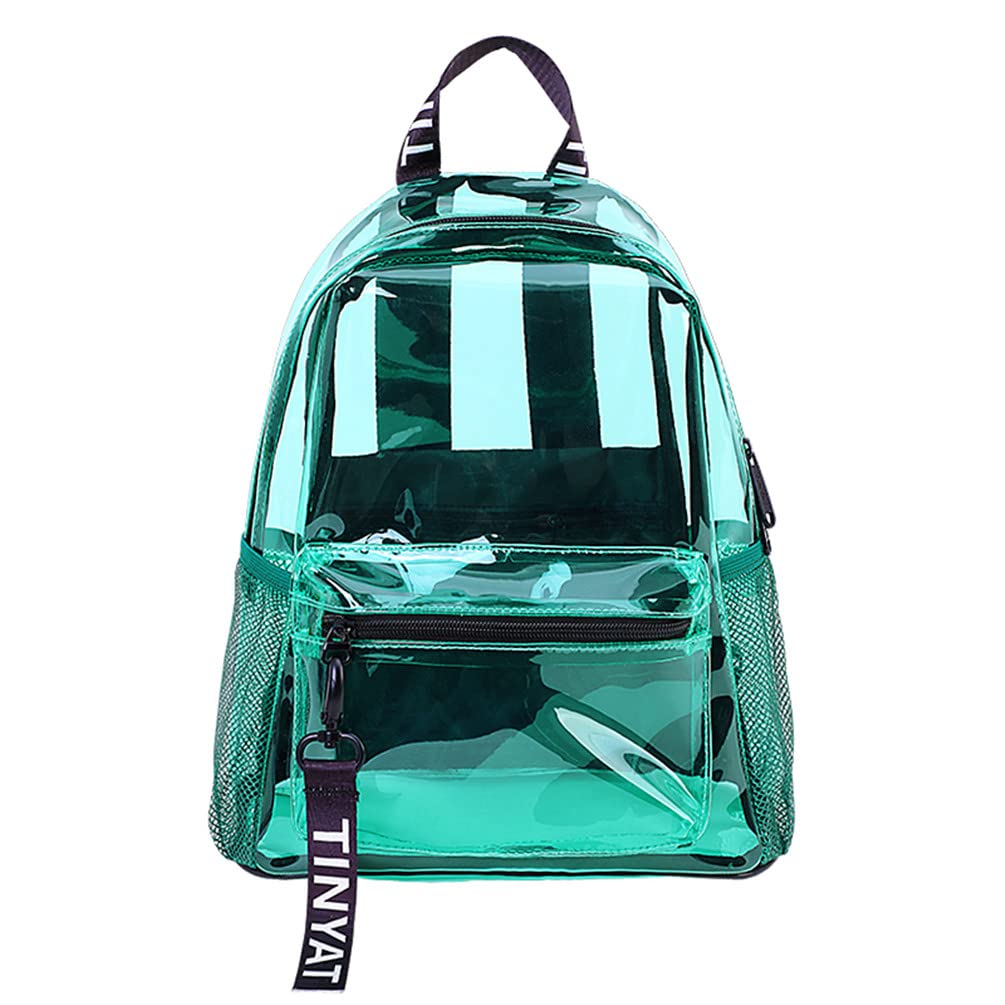 EKUIZAI Waterproof Transparent Backpack Clear School Book Bag Travel Bags Plastic Knapsack Kids Daypack, Green, Daypack Backpacks