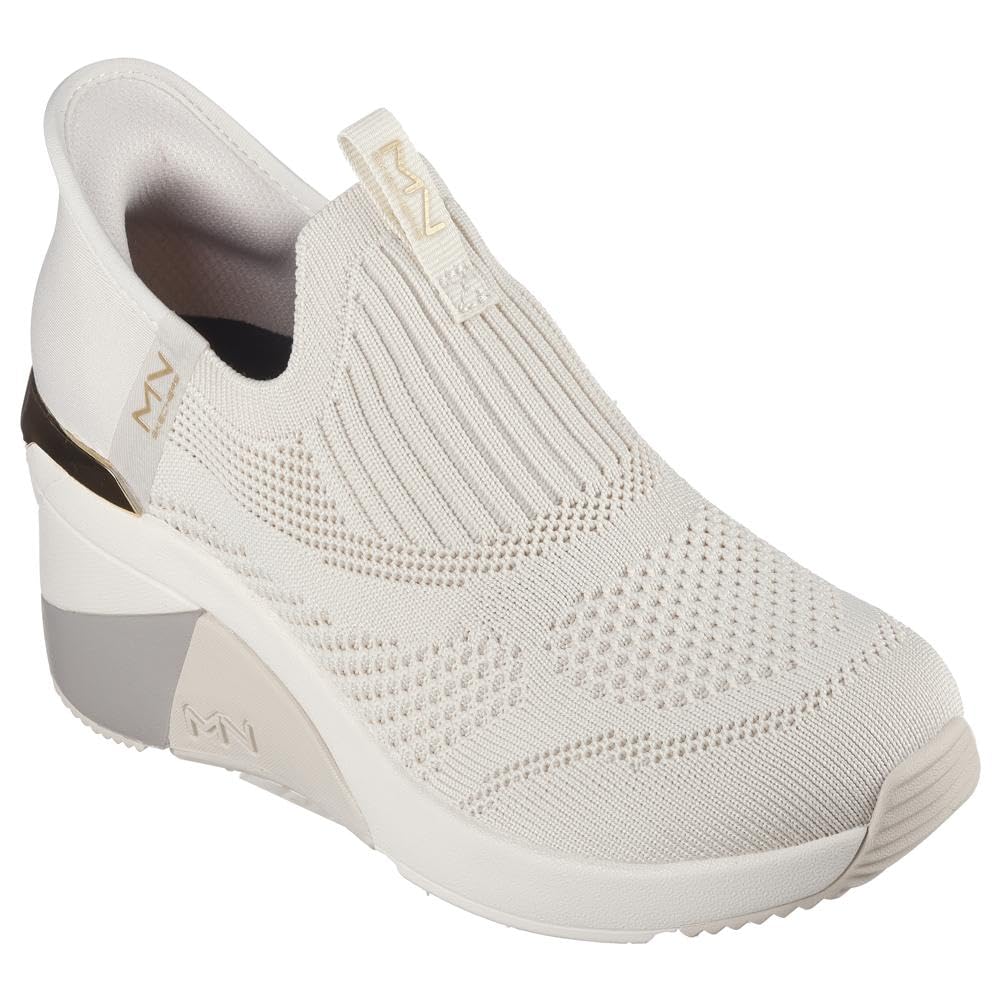 Skechers Women's A-Wedge-CRECENT Hands Free Slip-Ins Sneaker, Taupe, 11