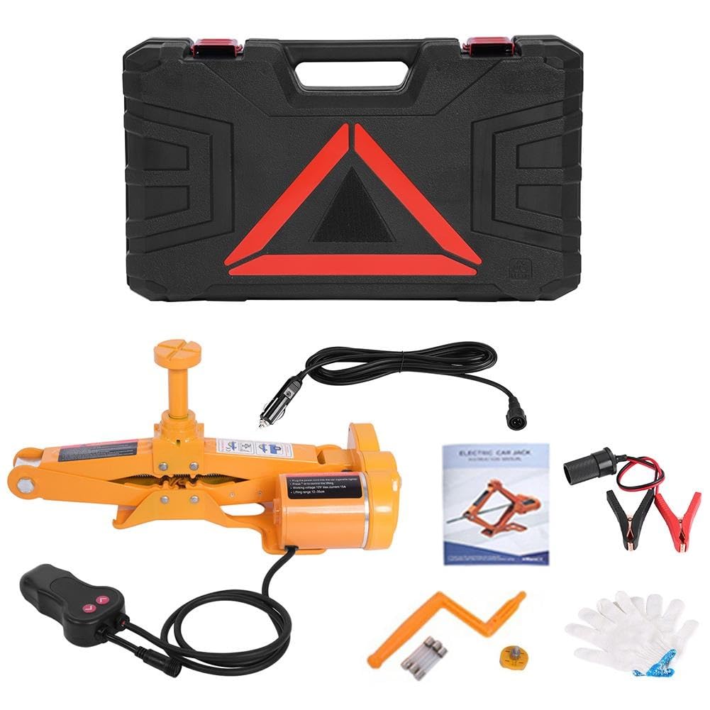 BuyWeek Scissor Jack 3 Ton Electric Car Jack Kit DC 12V Tire Jack Tool Kit Trolley Jack Lifting with Hand Labor-saving for Car SUV Van Tyre Repair Change Car Repair Emergency Kit