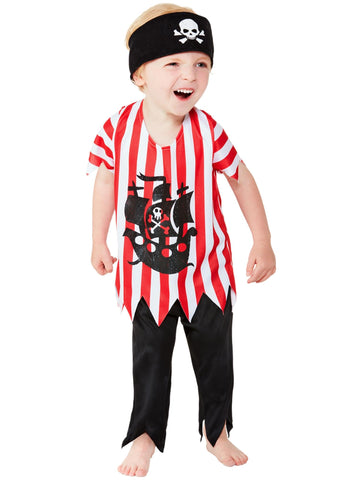 Smiffys Toddler Jolly Pirate Costume, Multi-Coloured with Top, Trousers & Bandana, Boys Fancy Dress, Pirate Dress Up Costumes