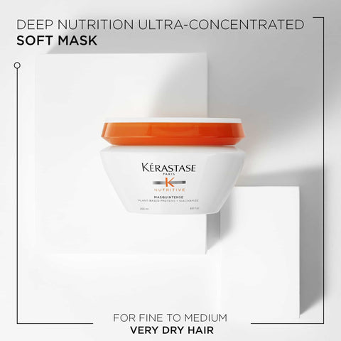 KÃƒÆ’Ã†â€™Ãƒâ€ Ã¢â‚¬â„¢ÃƒÆ’Ã¢â‚¬Å¡Ãƒâ€šÃ‚Â©rastase Nutritive, Deep Nutrition Soft Mask for Dry and Damaged Fine to Medium Hair, Enriched with Niacinamide and Plant-Based Proteins, Conditions and Adds Softness and Shine, Masquintense, 200 ml
