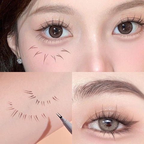 Jutqut Eyeliner Waterproof Liquid Eyeliner 0.01 MM Double Tip Lower Eyelash Pencil, Smudge proof Double Tip Lower Lash Pen, Long Wearing with Ultra-Fine Tip (Brown)