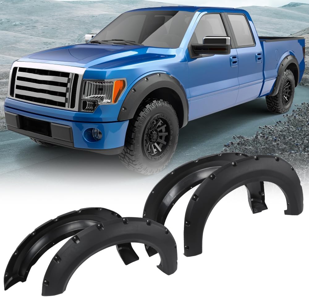 JHCHAN Fender Flares for Ford F-150 2009-2014, 12th Gen for Ford F150 Accessories Wheel Arch Extension Kits Wheelarches Mudguard Trim Guard Protector