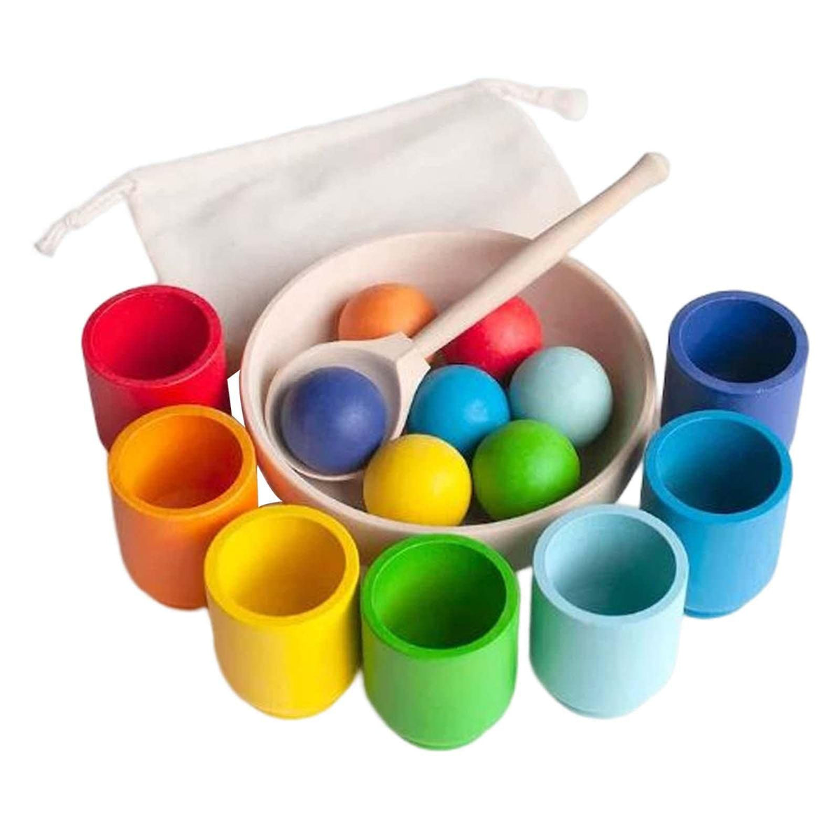 perfk Toddlers Balls in Cups Montessori Toy Matching and Counting Toy Fine Motor Early Education Toys Training Logical Thinking for 1+ Year Old, 7 Color