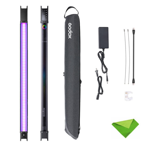 Godox TL60 RGB Light Wand Stick Light Tube Light 39 Light Effects 2700k-6500K CRI 96 TLCI 98 Accurate Color Support APP/Remote/DMX Control, Color Gel Mode and Color Picker Function with Cleaning Cloth