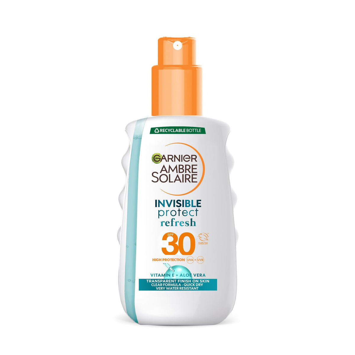 Garnier Ambre Solaire Invisible Protect Refresh Spray SPF50, Invisible Finish Transparent Sun Cream Spray, High Sun Protection Factor 50 SPF, Water Resistant Sunscreen, UVA & UVB Protection, 200ml
