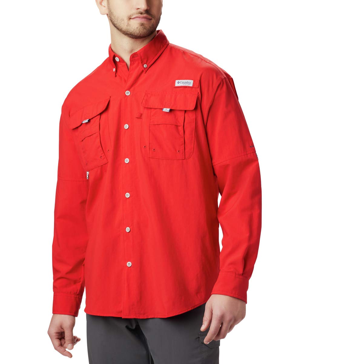 Columbia Men's Bahama Ii Long Sleeve Shirt, Red Spark, Large