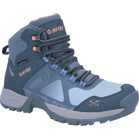 Hi-Tec V-LITE Psych WP Womens Hiking Boot, DK Turquoise/Blue/Pink, 4 UK