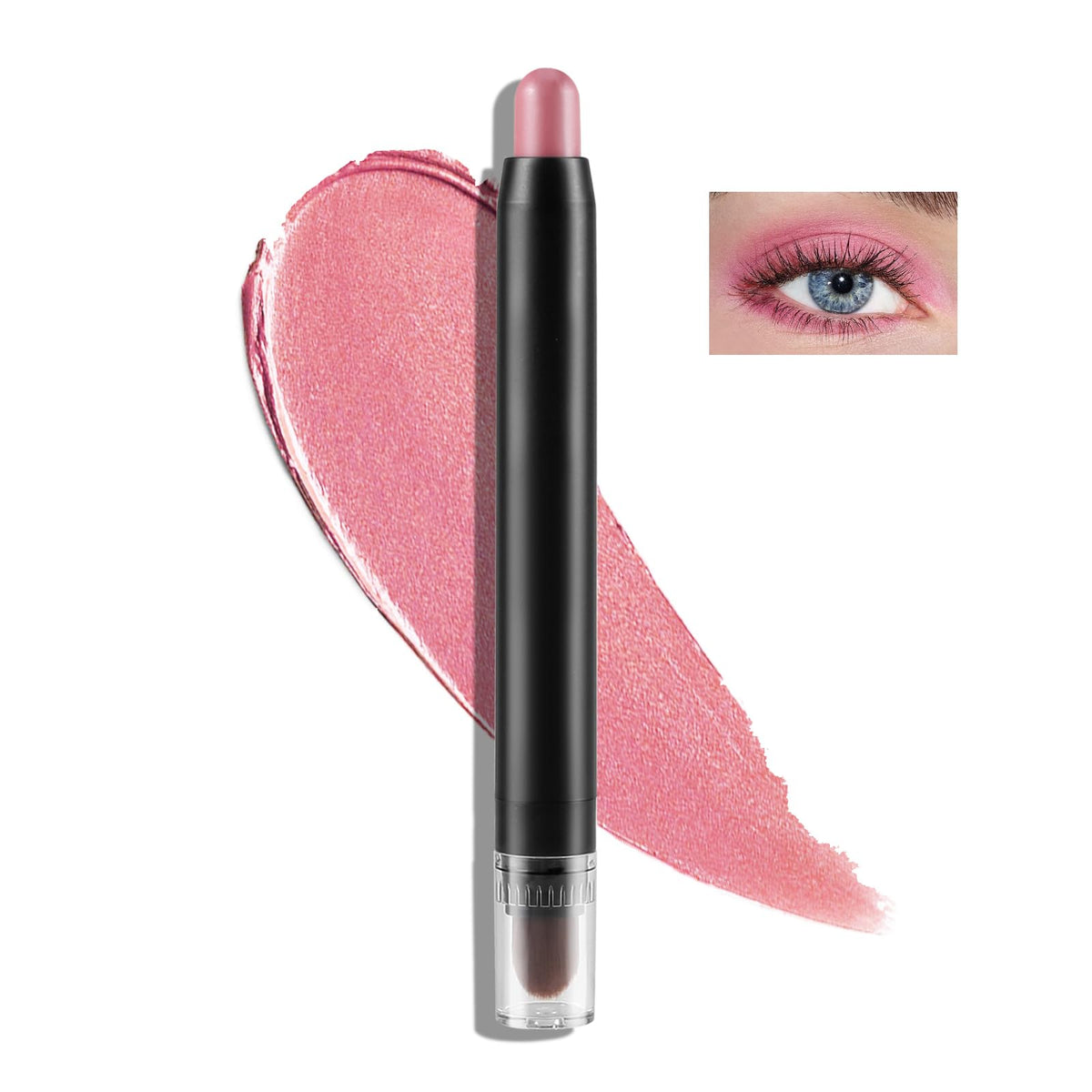 Boobeen Glitter Eyeshadow Stick, Cream Eyeshadow Pencil, Waterproof Eye Shadow Crayon Pen with Blending Brush, Creates Shimmer Eye Makeup