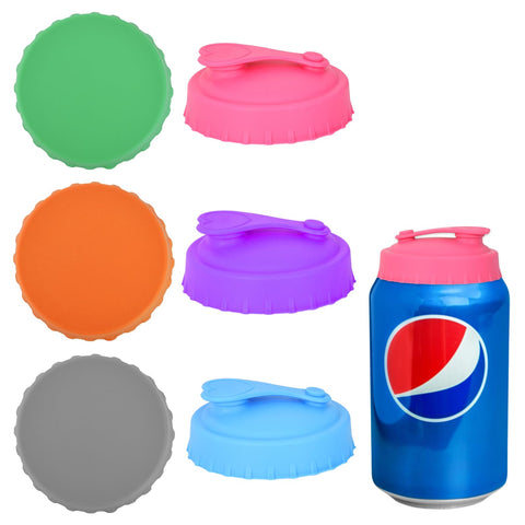 6 Pcs Sodium Can Lids, 2 Styles Beverage Lids, Easy Clean Drink Can Lids, Silicone Dustproof Lid for Sodium, Beverage, Beer(6 Colors)