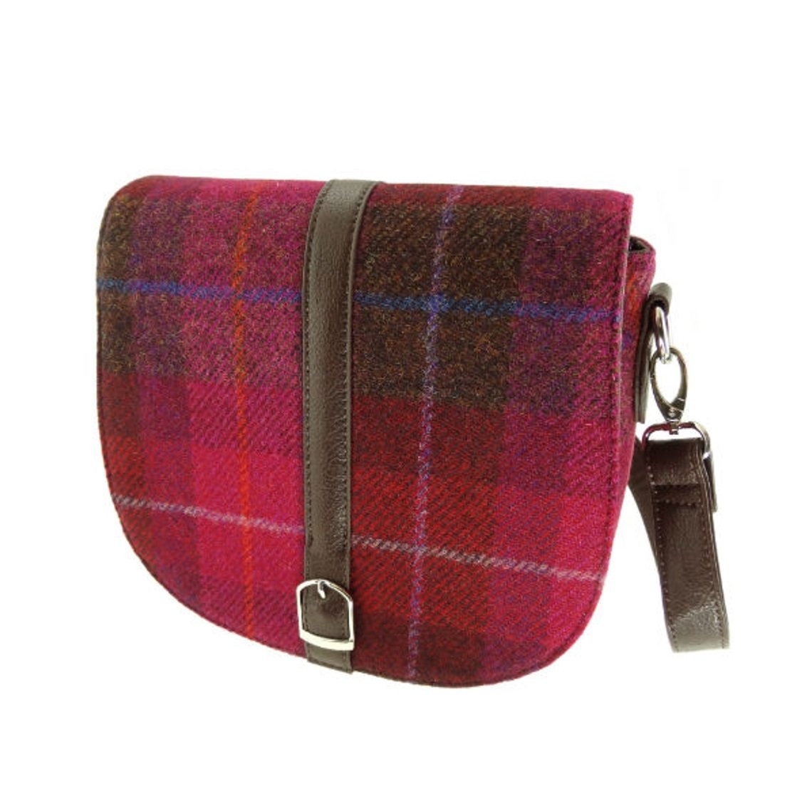 Glen Appin 'Beauly' Harris Tweed Shoulder Bag Adjustable & Removable Strap LB1000 Beauly (Colour 52 Deep Pink)