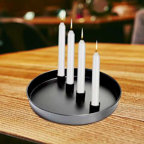 LYPPUL Magnetic Candle Tray for Taper Candles 23 cm, Metal Candle Tray with 4 Magnetic Taper Candle Holders Diameter 2 cm, Advent Wreath Metal Candle Holder Modern for Christmas or All Year Round