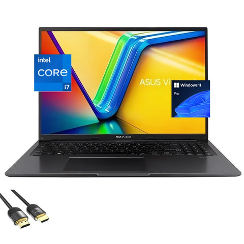 ASUS Vivobook 16 Laptop, 16” WUXGA Micro-Edge Display, 12th Gen Intel 10-Cores i7-1255U (Up to 4.7GHz), 16GB RAM, 1TB NVMe SSD, Webcam, 180° Lay-Flat, Keypad, HDMI, USB-C, PDG HDMI, Win 11 Pro, Black