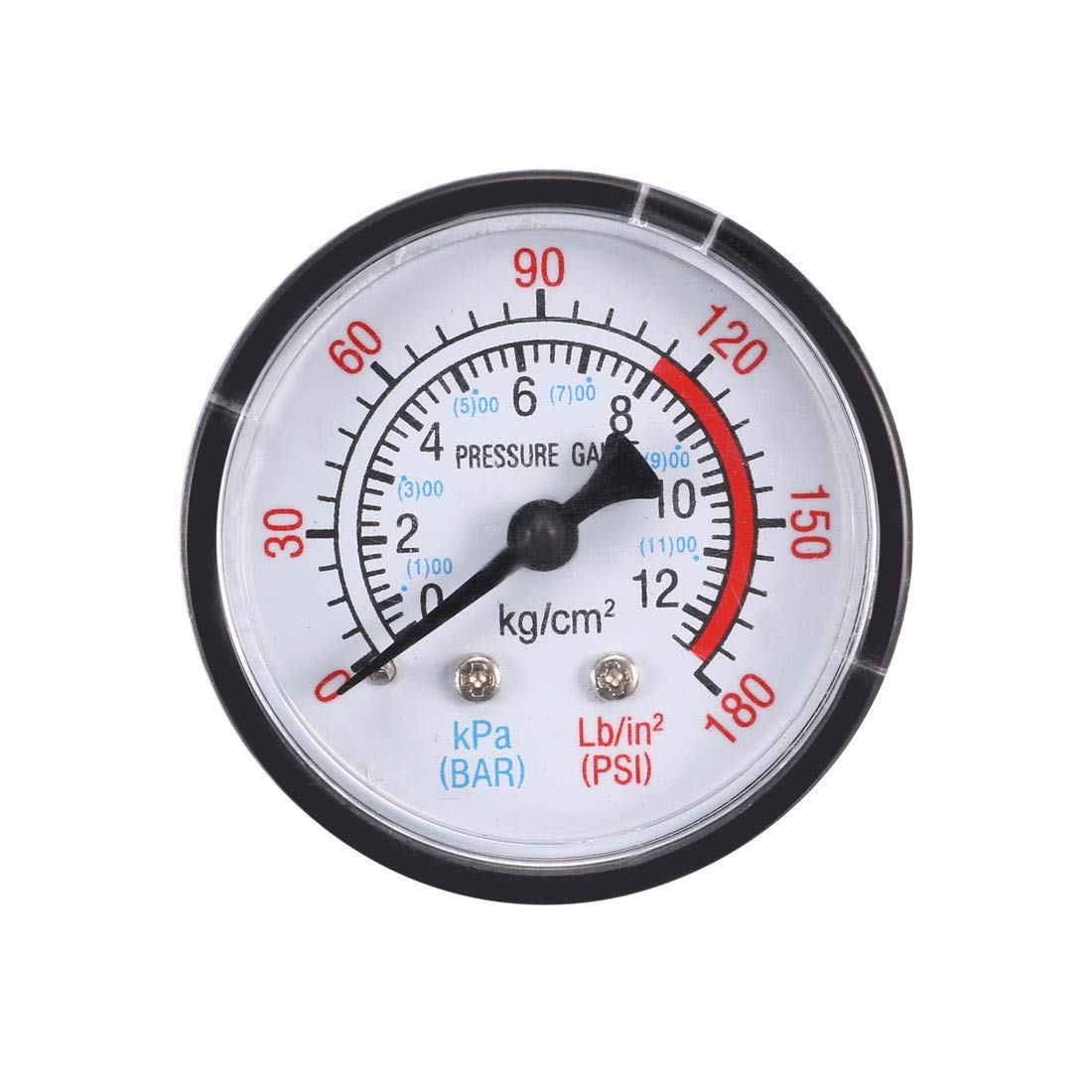 uxcell Back Mount Pressure Gauge, 0-180 Psi 0-12 Bar, 0-1200 Kpa, 1-25/32" Dial Display, 1/4 NPT Male for Air Compressor Water Oil Gas