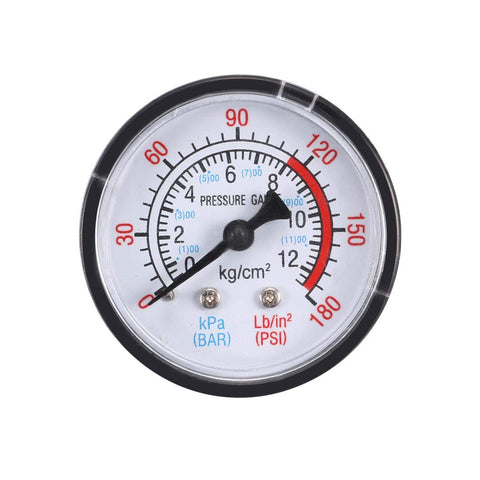 uxcell Back Mount Pressure Gauge, 0-180 Psi 0-12 Bar, 0-1200 Kpa, 1-25/32" Dial Display, 1/4 NPT Male for Air Compressor Water Oil Gas