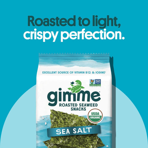 gimMe - Sea Salt - 0.35 Oz (Pack of 12) Sharing Size - Organic Roasted Seaweed Sheets - Keto, Vegan, Gluten Free - Great Source of Iodine & Omega 3ÃƒÂ¢Ã¢â€šÂ¬Ã¢â€žÂ¢s - Healthy On-The-Go Snack for Kids & Adults