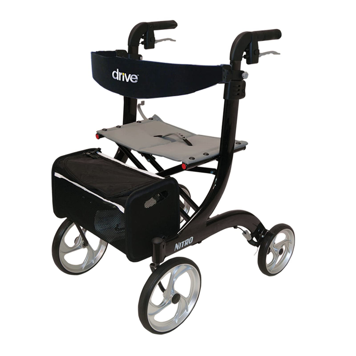 Drive Devilbiss Black Nitro Wheel Rollator with Backrest, Seat and bag