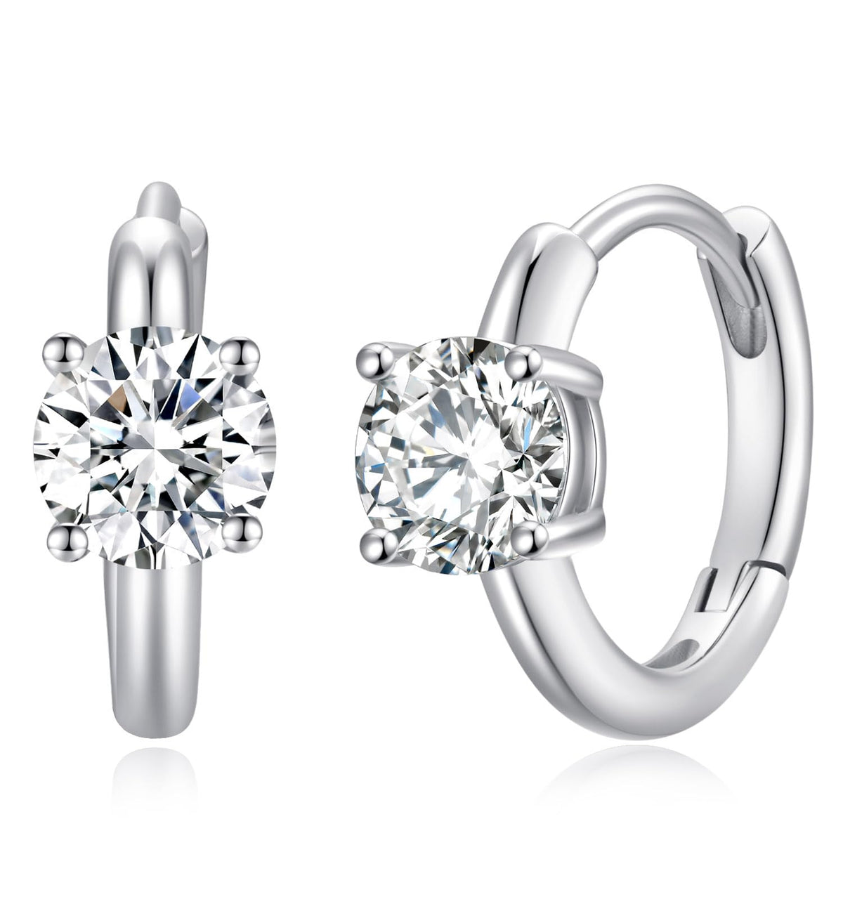 1-2ct Moissanite Hoop Earrings for Women,C4P D Color Simulated Diamond 18K White Gold Plated Earrings with Certificate of Authenticity (1CT)