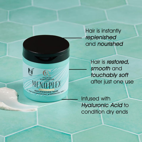 Charles Worthington MenoPlex Menopause Replenishing Mask, Deep Conditioner for Dull Dry Hair, Moisturising Hair Mask for Menopausal Hair, 150ml