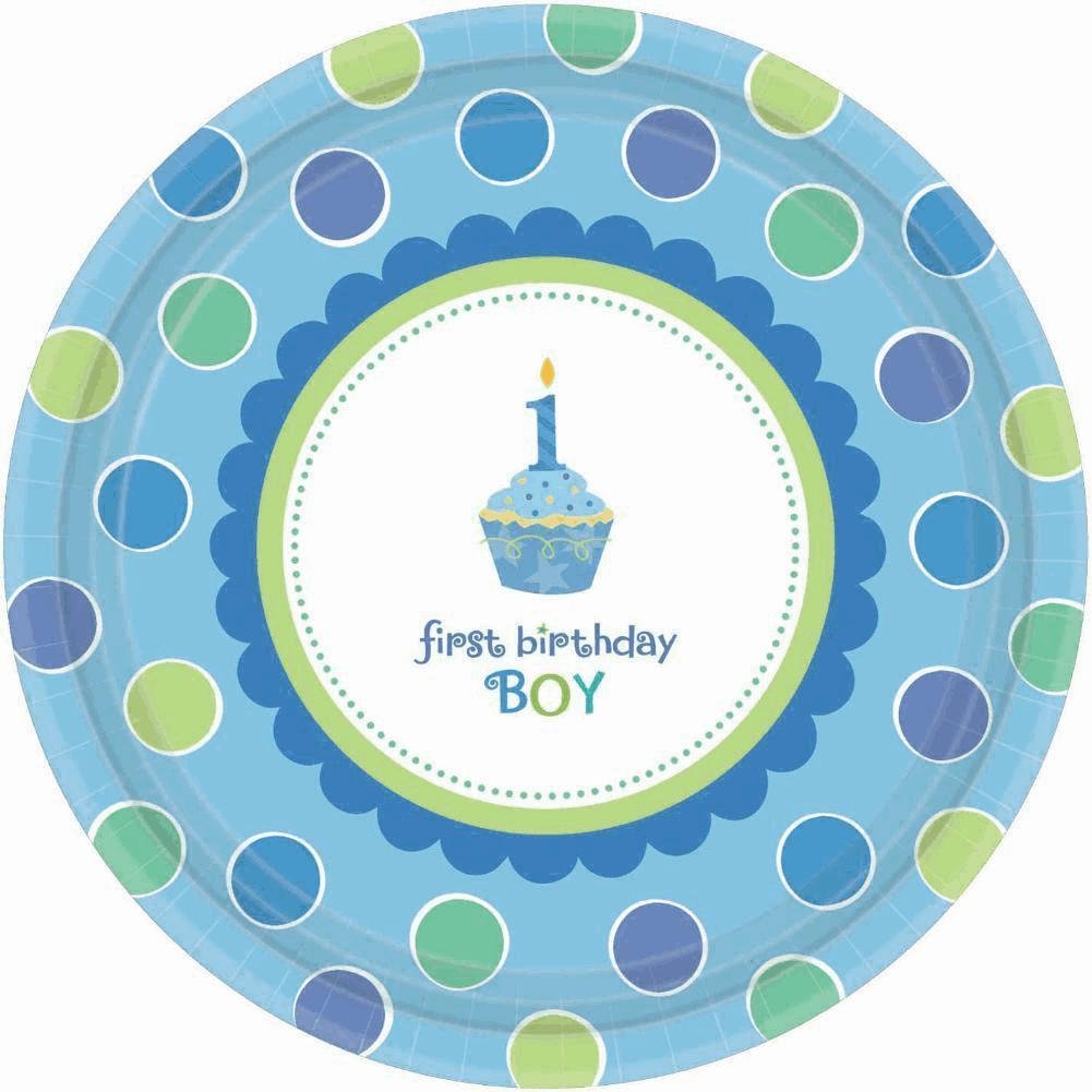 amscan Sweet Little Cupcake Boy Dinner Plates - 18 ct