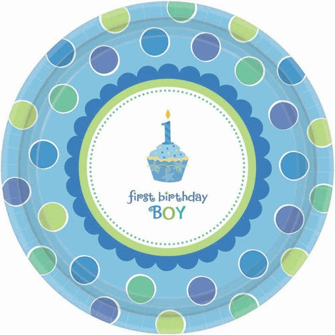 amscan Sweet Little Cupcake Boy Dinner Plates - 18 ct