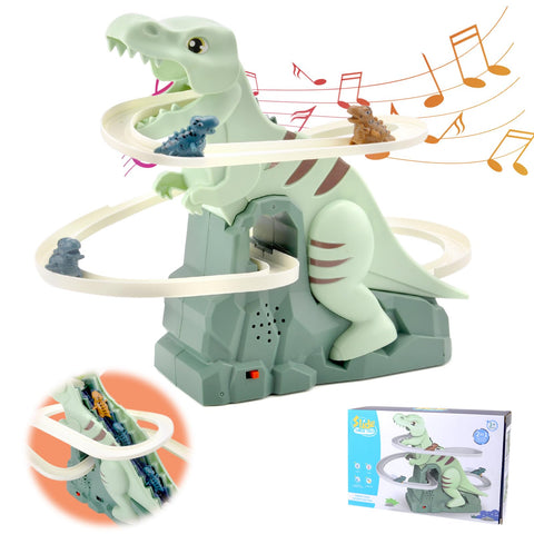 DAWRIS Dino Slide, 2024 New Dino Slide Toy, Dino Climbing Slide Toy with Lights and Music, Dinosaur Roller Coaster Toy, Dinosaur Climbing Slide Toy for Toddlers and Kids
