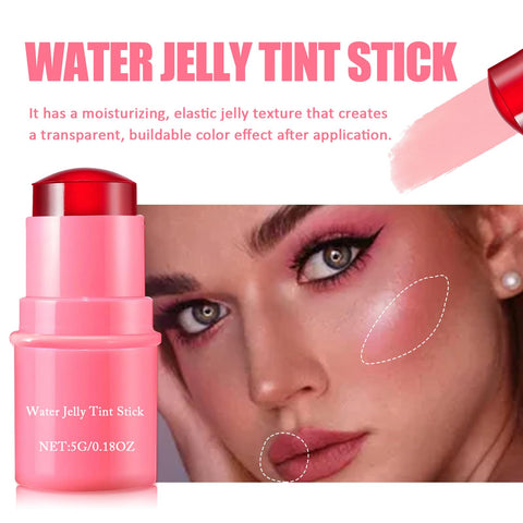 4 Pcs Cooling Water Jelly Tint Blush Stick,Multi-Use Cheek and Lip Stain-Chill,Water Jelly Blush Lip Gloss,Creates A Moist Watercolor Effect-1,000+ Swipes Per Stick Vivid Color
