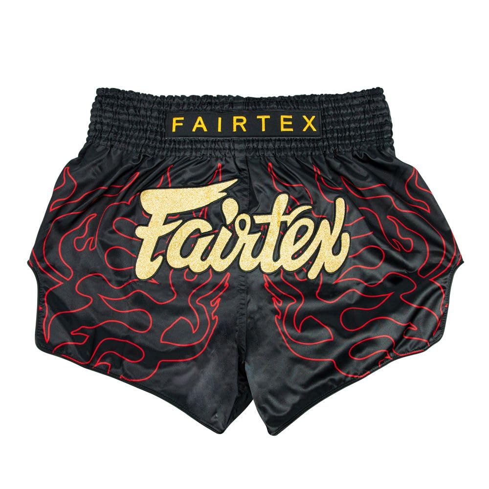Fairtex Slim Cut Muay Thai Boxing Shorts (Black Lava, Large)
