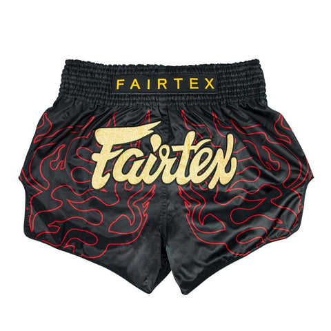Fairtex Slim Cut Muay Thai Boxing Shorts (Black Lava, Large)