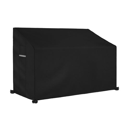Dokon 2 Seat Garden Bench Covers Waterproof Heavy Duty 600D Oxford Fabric Outdoor Bench Seat Cover with Air Vent Windproof Anti-UV Patio Garden Seat Covers (134x66x63/89cm) - Black