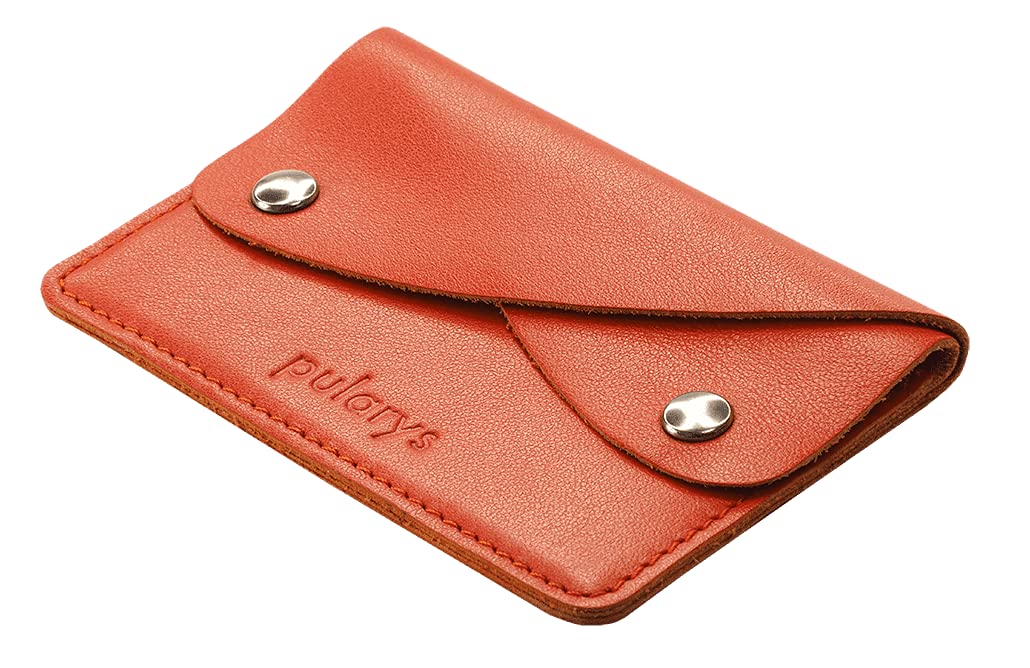 pul pularys Italian Leather Mini Wallet, Orange, Small