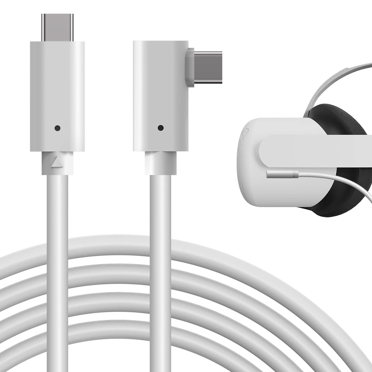 GEEKRIA 16ft Link Cable Compatible with Oculus/Meta Quest Pro, Quest 2, USB 3.2 High-Speed Data Transfer Type C Replacement Charging Cable, 90 Degree Angled USB C to USB C Fast Charger Cord.