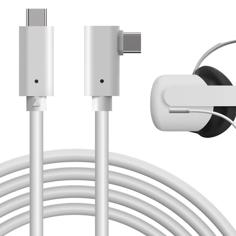 GEEKRIA 16ft Link Cable Compatible with Oculus/Meta Quest Pro, Quest 2, USB 3.2 High-Speed Data Transfer Type C Replacement Charging Cable, 90 Degree Angled USB C to USB C Fast Charger Cord.