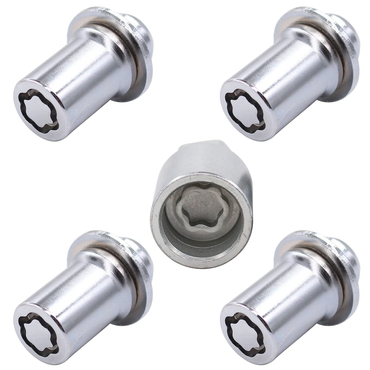 MOTOKU Set of 5 Stainless Steel M12 x 1.5 Anti Theft 1.73" Height Longer Ones Wheel Lock Lug Nut with Key for Toyota Corolla Tundra Tacoma Highlander Fj Cruiser 4Runner for Lexus GS300 GS430 GX460