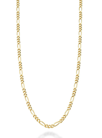 Miabella Solid 18K Gold Over Sterling Silver Italian 2.3mm Diamond-Cut Figaro Link Chain Necklace for Women Men, 925 Made in Italy (Length 24 Inch)