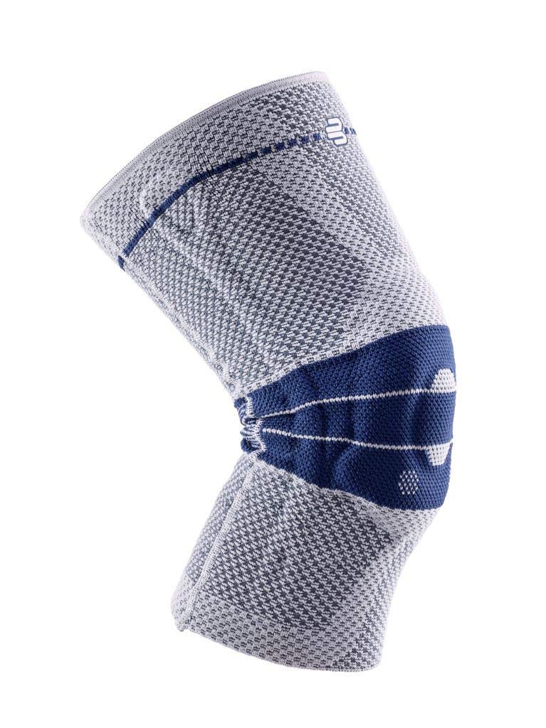 BAUERFEIND GenuTrain Knee Support - breathable knit compression knee brace to relieve pain and swelling from arthritis, ACL injury, Miniscus tear, machine washable knee sleeve (Titanium, 3)