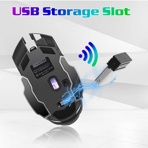 Bluetooth Mouse, UrbanX Rechargeable Wireless Mouse Multi-Device (Tri-Mode:BT 5.0/4.0+2.4Ghz) with 3 DPI Options, Ergonomic Optical Portable Silent Mouse for HTC Wildfire R70 Blue Black