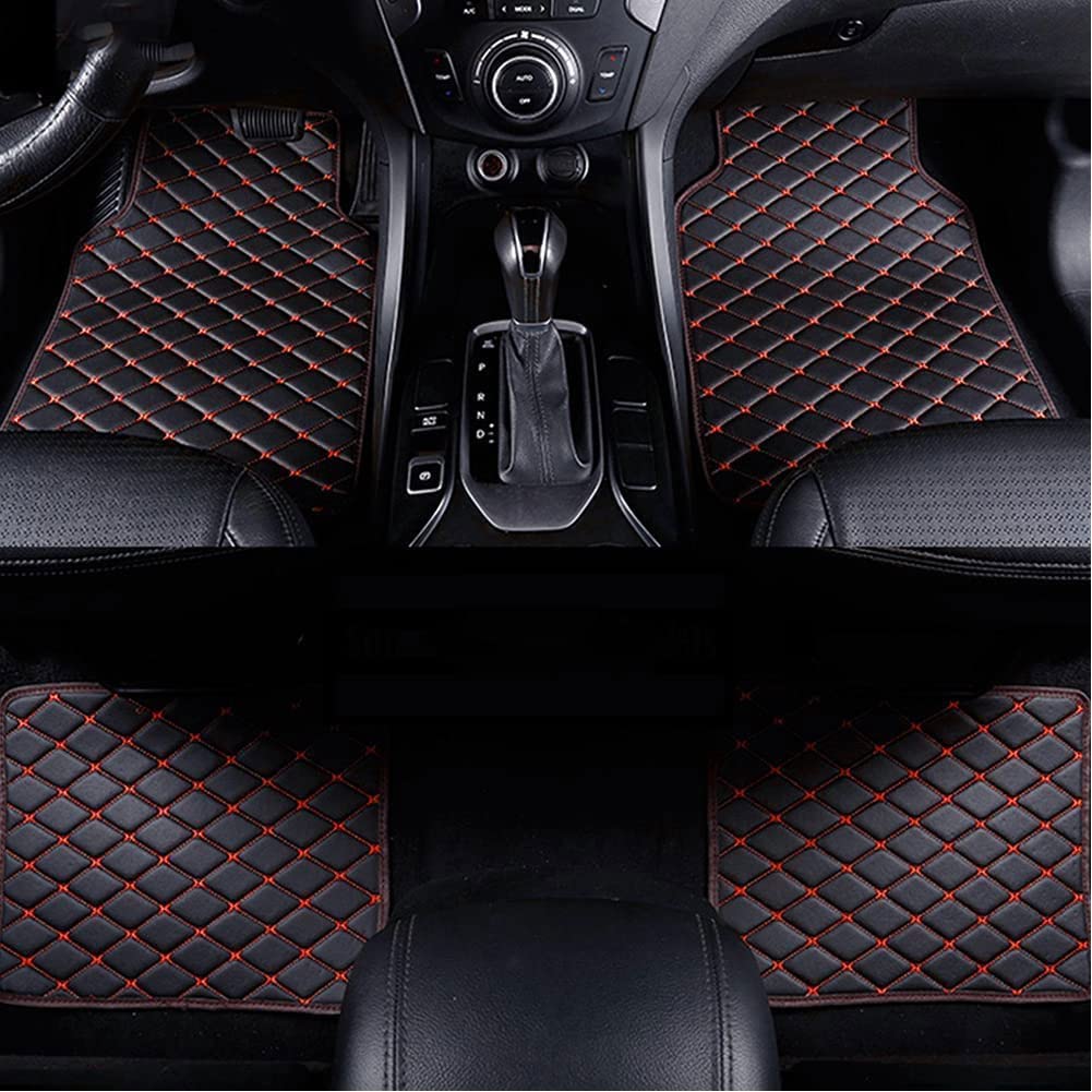 Custom Leather Car Floor Mats for Mitsubishi Lancer 2006-2023,All Weather Protection Non-Slip Waterproof Car Mats Auto,Protector Auto Interior Liner Accessories (RHD),C/BLACKRED
