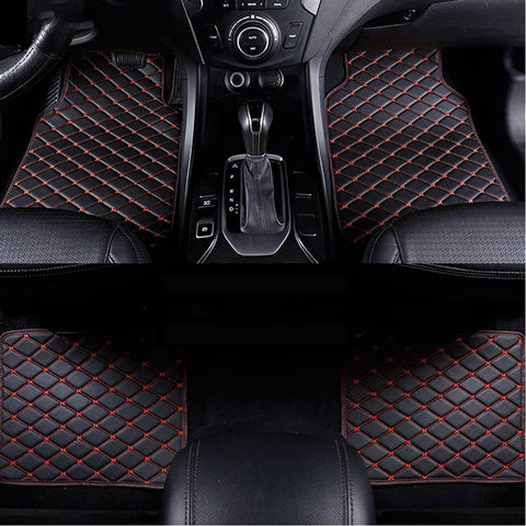 Custom Leather Car Floor Mats for Mitsubishi Lancer 2006-2023,All Weather Protection Non-Slip Waterproof Car Mats Auto,Protector Auto Interior Liner Accessories (RHD),C/BLACKRED