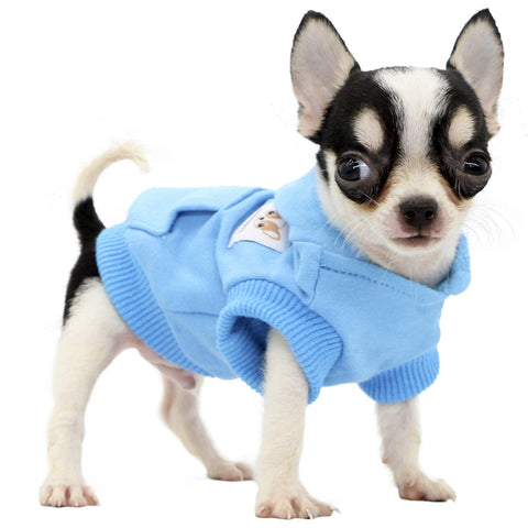 LOPHIPETS - Cotton Hoodies for Small Dogs, Chihuahua, Small Puppy Clothing, Cold Weather Coat, Blue, XXS