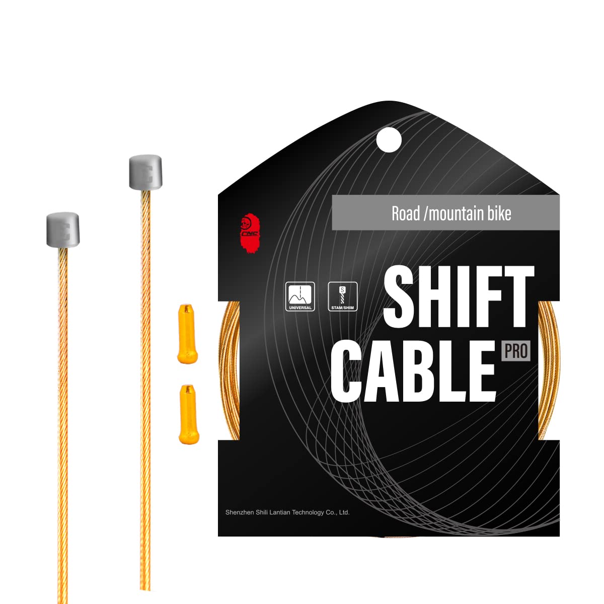 CNC Pro Slick Polished Bike Shifter Cable for Shimano/SRAM|Mountain bike?Road bike?MTB Derailleur Cable 1.1x 2100mm?Gold.