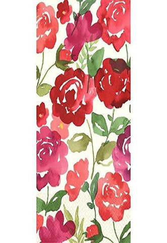 Rose Melody Guest Towels Floral Garden Party Disposable Tableware and Supply, Paper, 2 Ply, 8" x 4", Pack of 16.