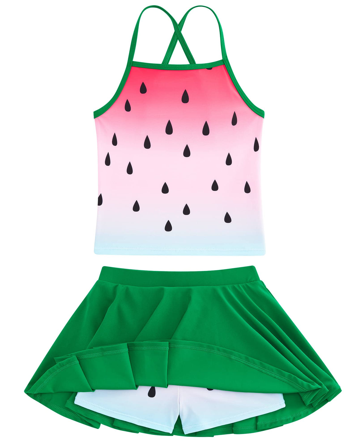Girl Swimsuit Size 9 10 Tankini Adjustable Halter Bathing Suit Hawaii Swimwear Quick Dry